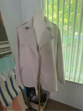 TAHARI Beige Women's Coat 1XL FAUX LEATHER
